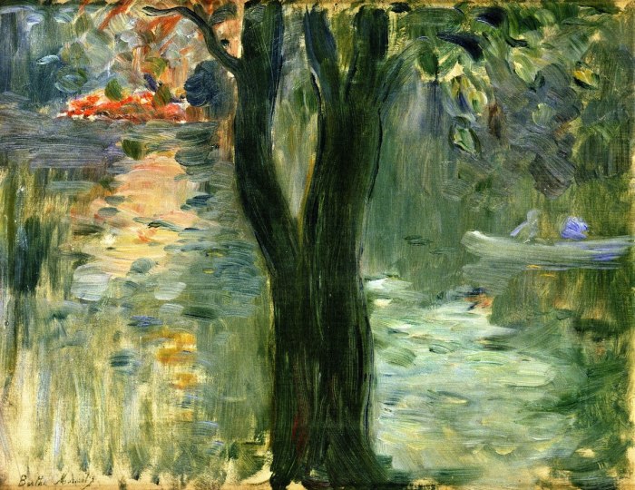 Berthe Morisot - Sonnenuntergang am See im Bois de Boulogne - Sunset at the Lake in the Bois de Boulogne